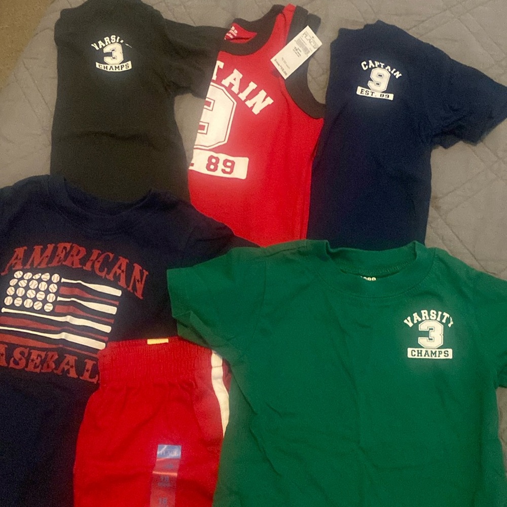 Children’s Place Bundle TCP 18 months tees shorts t-shirts lot baseball blue red